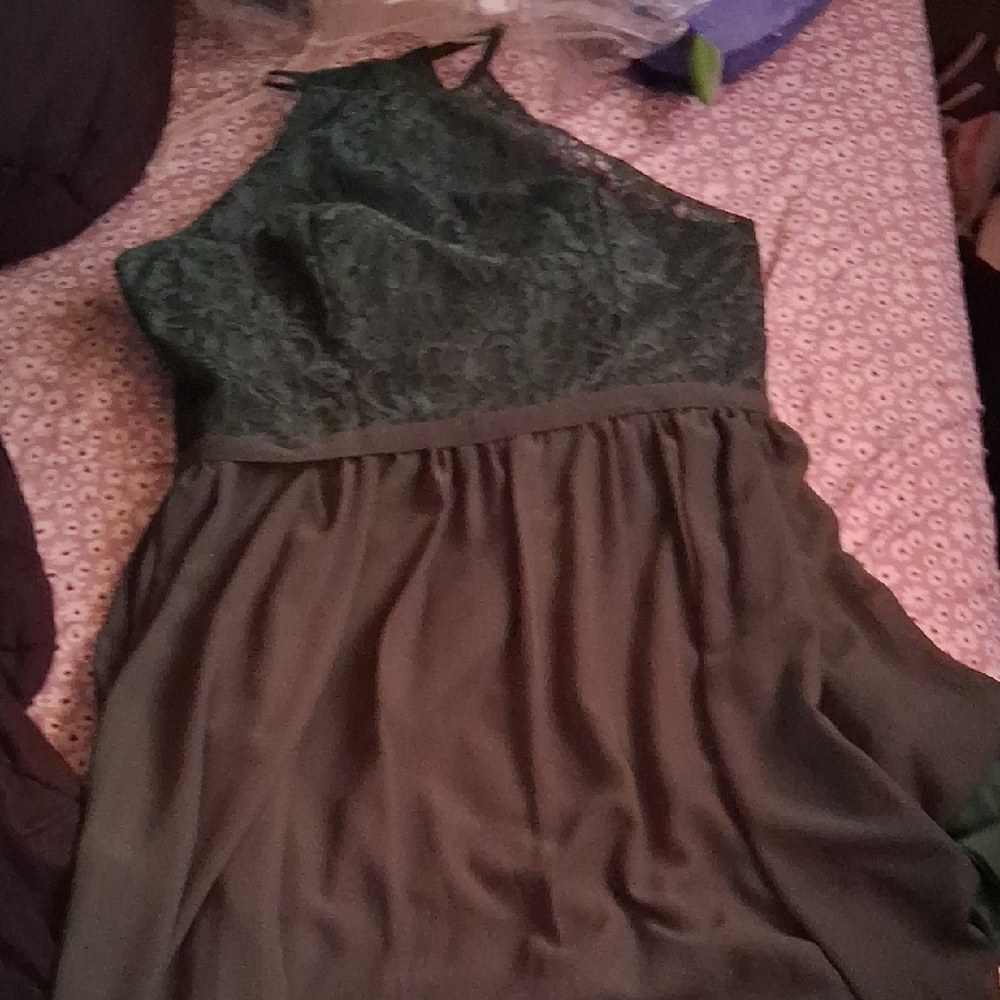 Elegant Green Lace Halter Dress